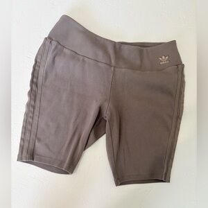 adidas Women's Taupe Gray Bike Shorts with Trefoil